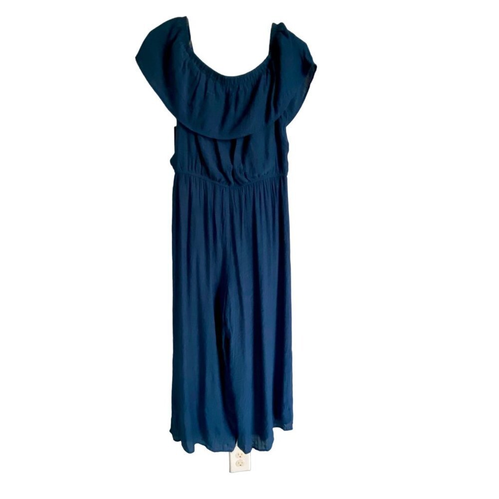 Tacera Blue Jumpsuit On or Off Shoulder Wide Leg Women's Medium NEW NWT
